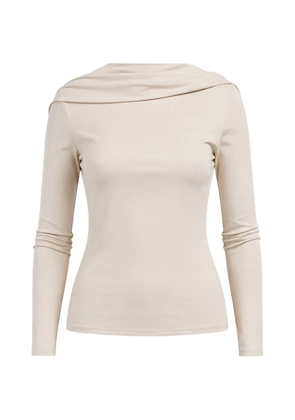 Esse Solina cowl-neck long-sleeve T-shirt - Neutrals