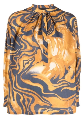 Alberta Ferretti abstract-print cotton blouse - Yellow