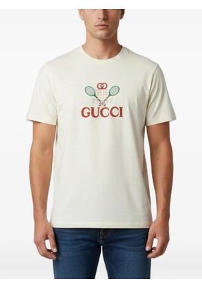 Gucci Pre-Owned Tennis logo-embroidered T-shirt - Neutrals