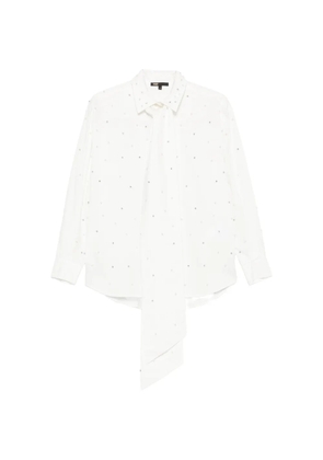Maje pearl-embellished pussy-bow shirt - White