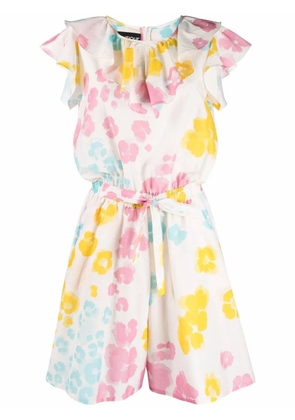 Boutique Moschino floral-print playsuit - White