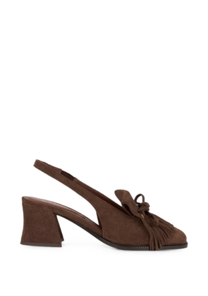 ETRO slingback suede loafers with fringing - Brown