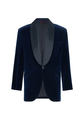 Brunello Cucinelli cotton chalk-stripe velvet tuxedo jacket with shawl lapels - Blue