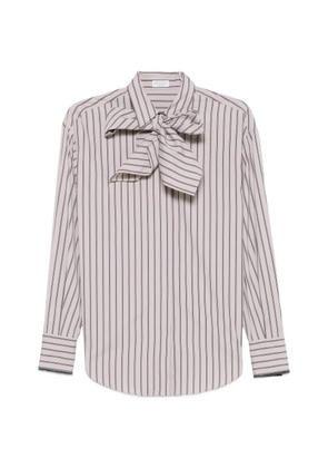 Brunello Cucinelli striped neck-tie shirt - Neutrals