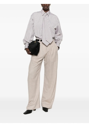 Brunello Cucinelli striped neck-tie shirt - Neutrals