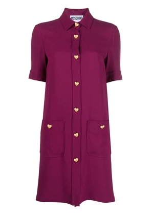 Moschino heart-button short-sleeve dress - Purple