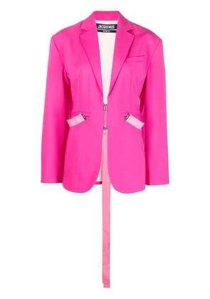 Jacquemus strap-detail zip-up blazer - Pink