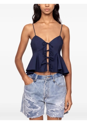 Sea tie-fastening peplum top - Blue