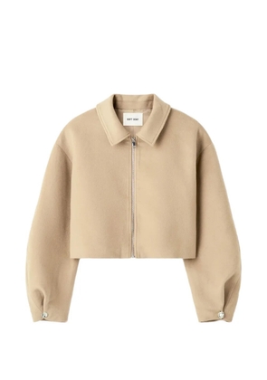 Soft Goat zip-up cropped jacket - Neutrals