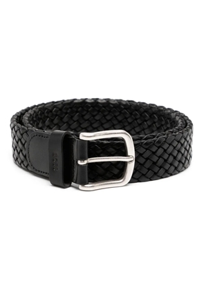 BOSS leather woven belt - Black