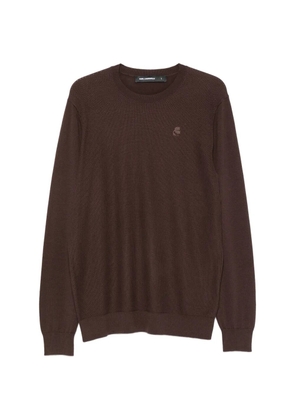 Karl Lagerfeld logo-embroidered waffle-knit sweater - Brown