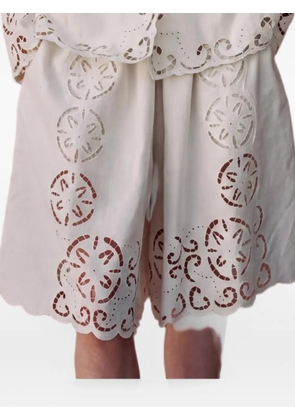 Sea broderie-anglaise scalloped-hem shorts - Neutrals
