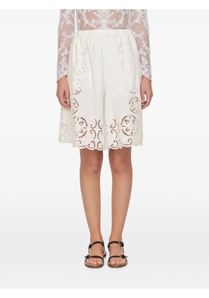 Sea broderie-anglaise scalloped-hem shorts - Neutrals