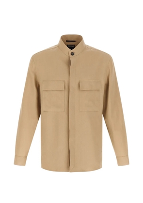 Zegna Oasi Lino Mandarin-collar overshirt - Neutrals