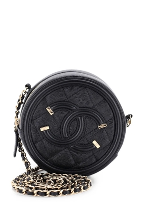 CHANEL Pre-Owned Filigree Round Clutch with Chain Quilted Caviar Mini crossbody bag - Black