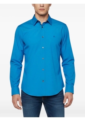 Burberry Pre-Owned logo-embroidered poplin shirt - Blue