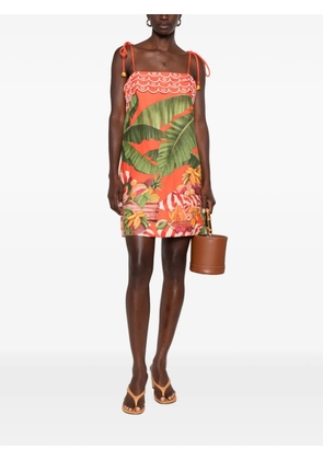 FARM Rio fruit-print scalloped-trim mini dress - Orange