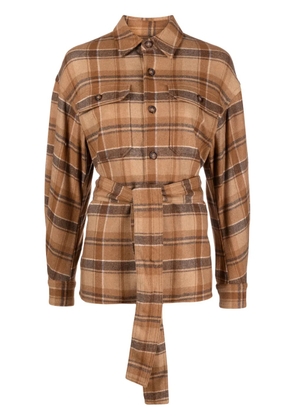 Polo Ralph Lauren plaid-check belted shirt - Brown