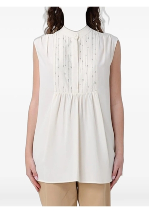 Fabiana Filippi bead-embellished crepe blouse - Neutrals