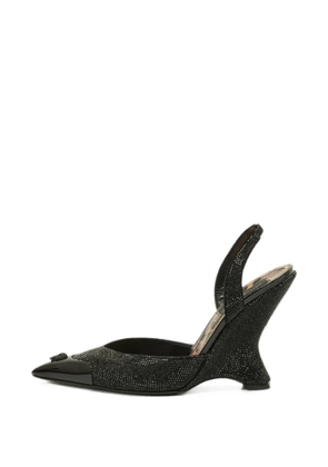 Philipp Plein Decollete crystal-embellished slingback heeled pumps - Black