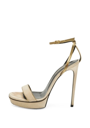 Saint Laurent Pre-Owned Amber suede heeled sandals - Neutrals