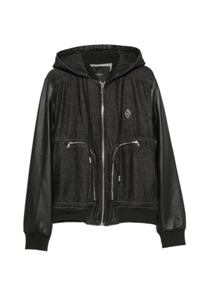 YES LONDON contrast-sleeve hooded denim jacket - Black