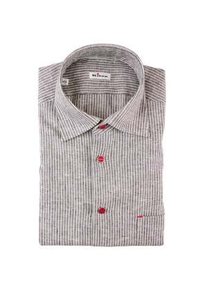 Kiton vertical-stripe logo-button shirt - White