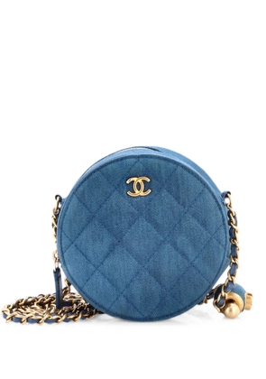 CHANEL Pre-Owned Pearl Crush Round Clutch with Chain Quilted Denim shoulder bag - Blue