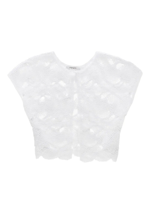 Kangra crochet-knit short-sleeved cardigan - White