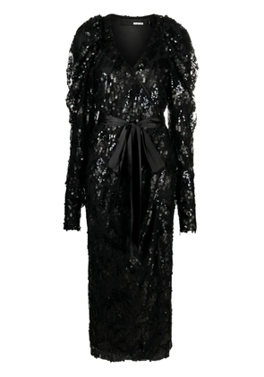 ROTATE BIRGER CHRISTENSEN sequined wrap midi dress - Black