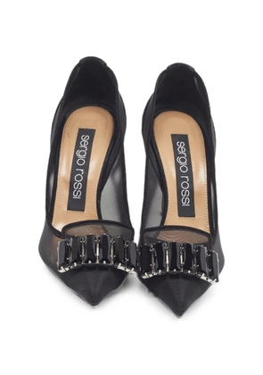 Sergio Rossi crystal-embellished mesh pumps - Black