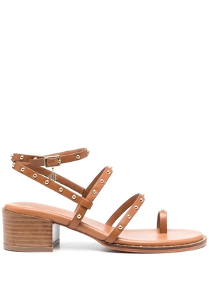 Maje studded stack-heel sandals - Brown