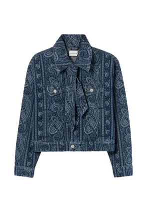 Claudie Pierlot paisley-print pussy-bow denim jacket - Blue
