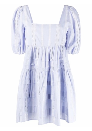 Maje puff-sleeve square-neck dress - Blue