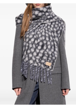 FENDI fringed checked scarf - Grey