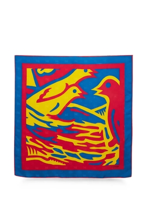 Lanvin Pre-Owned abstract bird print scarf - Blue