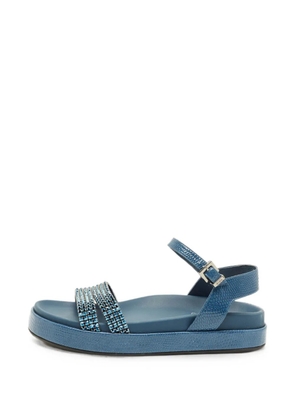 Gina lizard-embossed crystal-embellished sandals - Blue