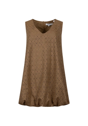 Giovanni Paris broderie anglaise bubble-hem dress - Brown