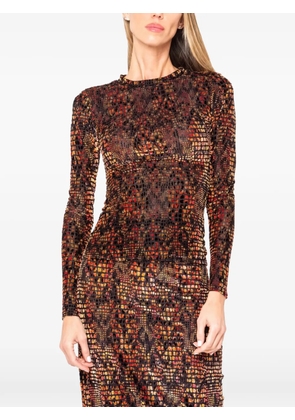 JBQ Hugo mosaic-print ruched top - Brown