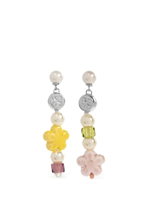 Off-White Arrows-motif floral-beaded earrings - Silver