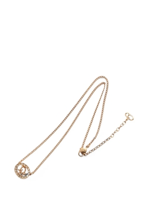 Christian Dior Pre-Owned logo rhinestone necklace - Gold