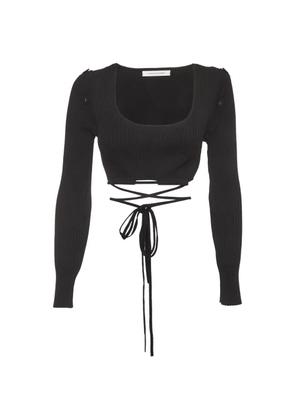 Christopher Esber rib-knit tie-up crop top - Black