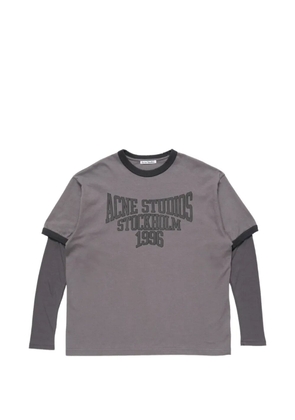 Acne Studios logo-print layered-sleeve T-shirt - Grey