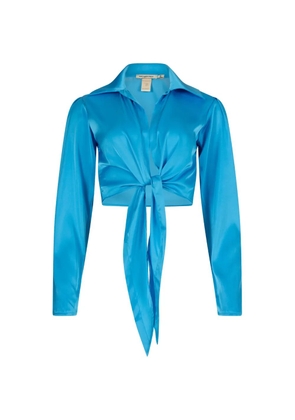 PARAMIDONNA Pearl front-tie cropped shirt - Blue