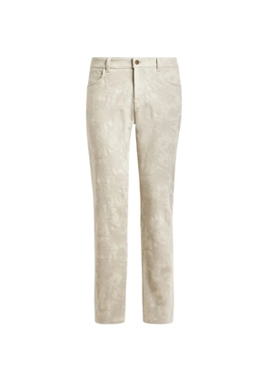 ETRO cotton gabardine jacquard trousers with floral motif - Neutrals