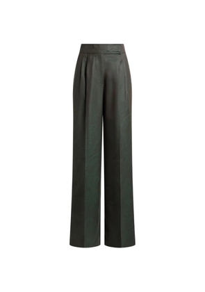 ETRO wool jacquard trousers with pleats and Paisley motif - Green