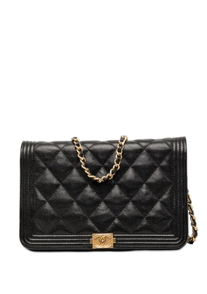 CHANEL Pre-Owned 2018-2019 Quilted Caviar Boy Wallet on Chain crossbody bag - Black