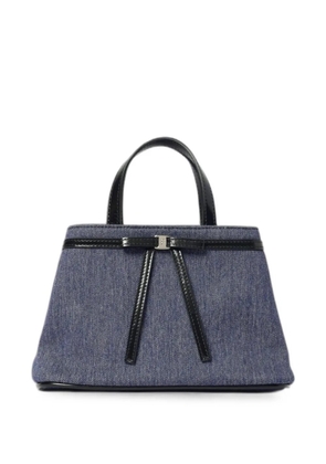 Ferragamo bow-detail denim shoulder bag - Blue