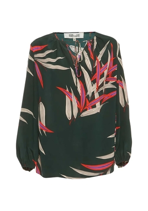 DVF Diane von Furstenberg leaf-print silk blouse - Green