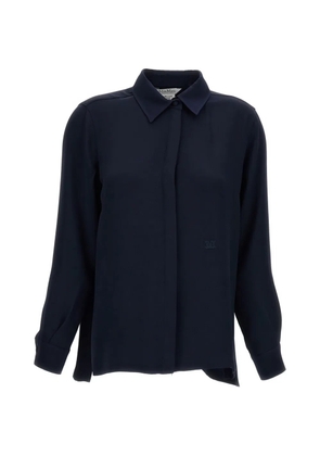 Max Mara embroidered-logo silk shirt - Blue